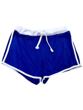 ROMWE Royal Blue Drawstring Waist Double Stripe Shorts Knit 2" Inseam Juniors L